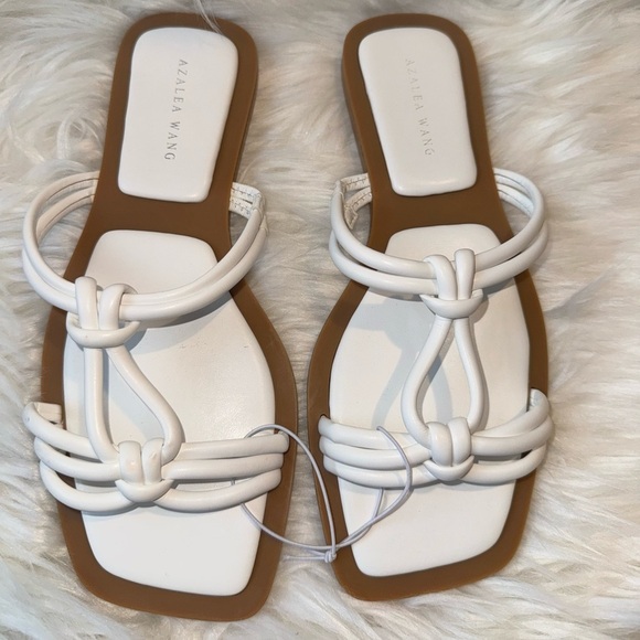 Azalea Wang Stetson Women's White Knot Slip-On Sandals Size 8 Summer Travel - Picture 2 of 6